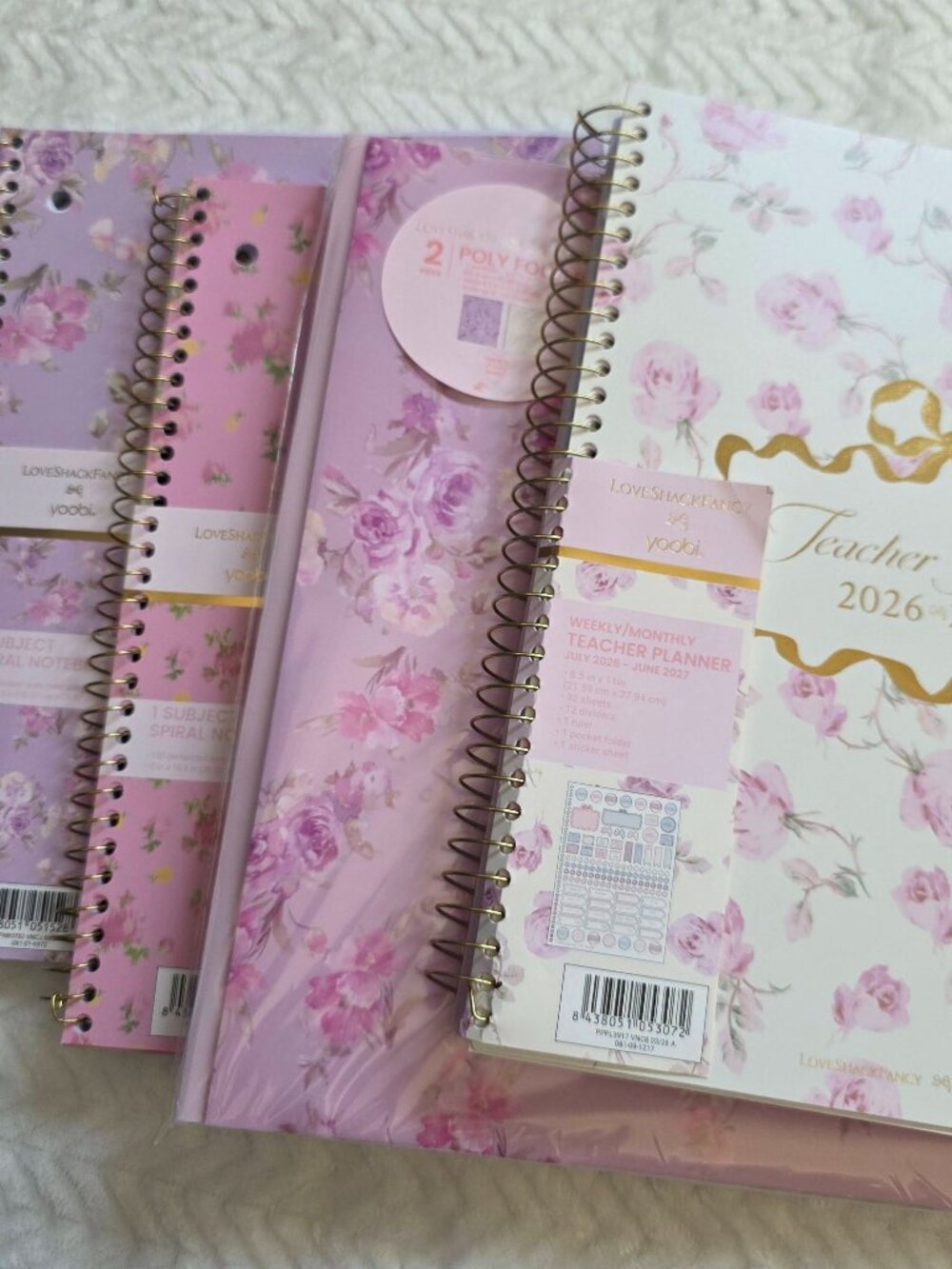 LoveShackFancy Target Yoobi TEACHER PLANNER BUNDLE Pink ribbon rosa folder